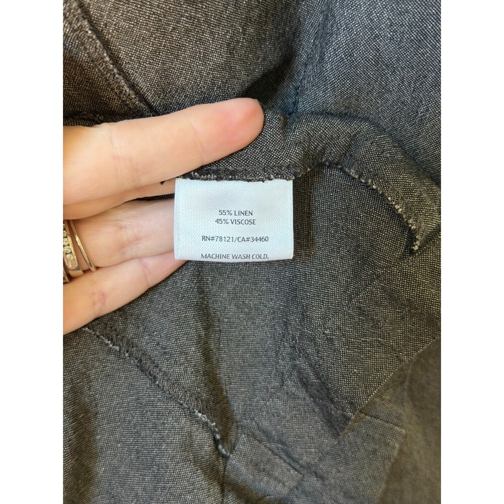 Eileen Fisher Jacket Womens Petite Large Brown Linen Blend Kimono Tie Front - Picture 9 of 10